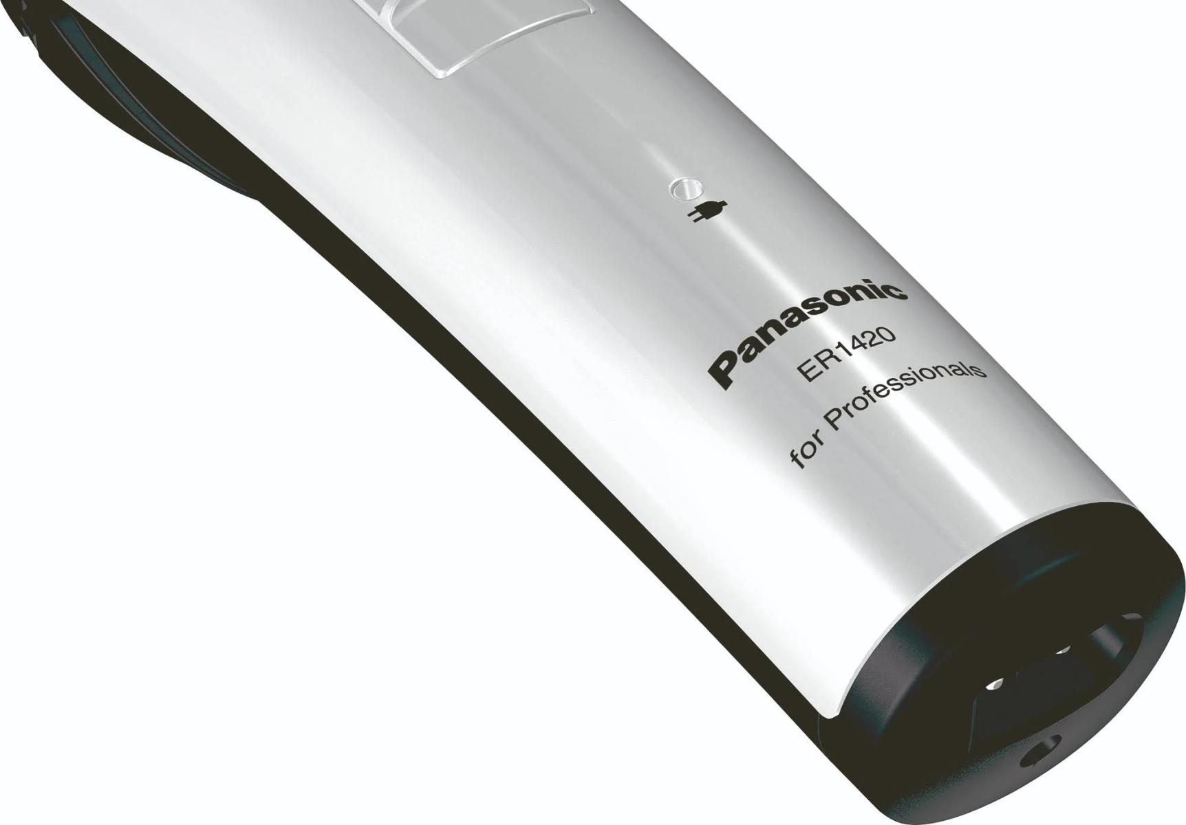Silber-schwarzer Panasonic Haartrimmer mit sichtbarem Markennamen.