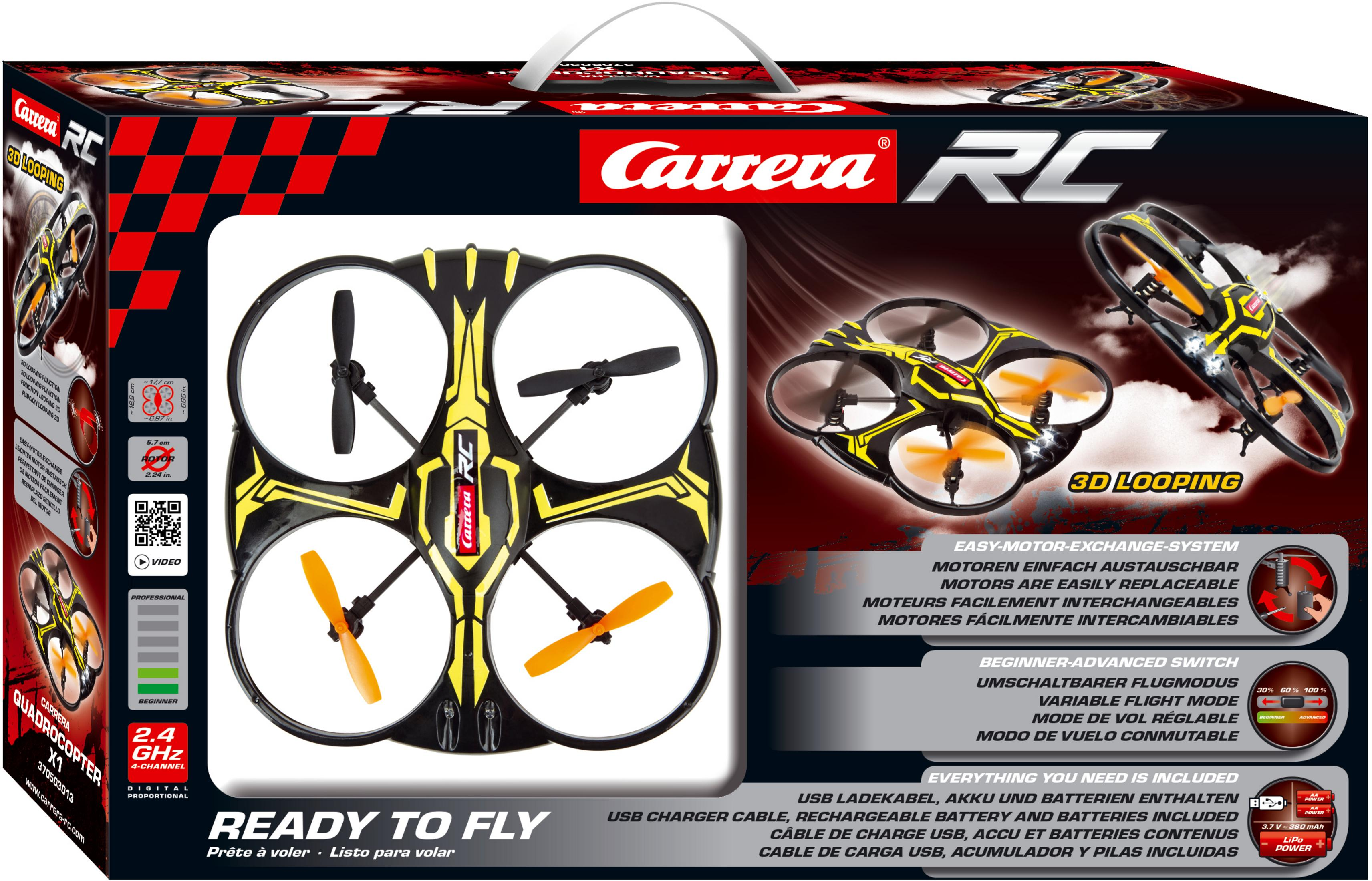 Quadrocopter, Schwarz/Gelb 370503013X 2,4GHZ CARRERA QUADROCOPTER X1