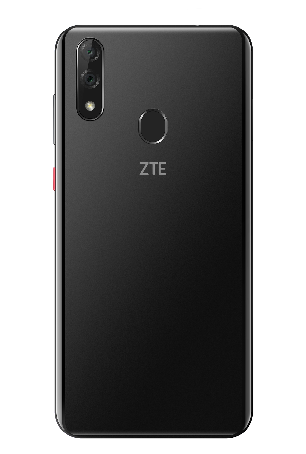 Schwarze Smartphone-Rückseite mit Kamera und Fingerabdrucksensor.