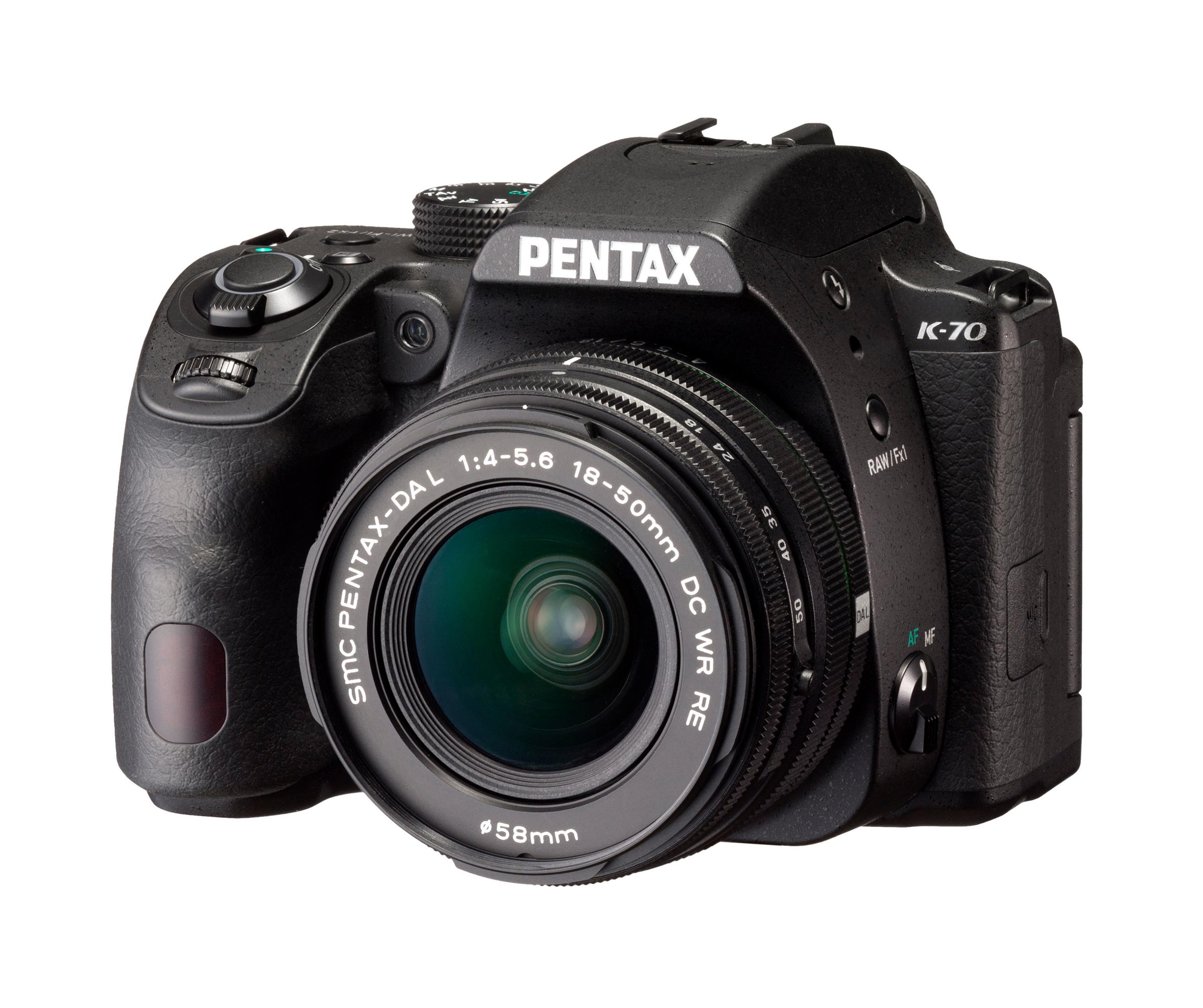 PENTAX K 70 BLACK + KIT (WR), DAL18-50RE WLAN, mm EU 18-55 Megapixel, 24,24 Spiegelreflexkamera, Objektiv Schwarz