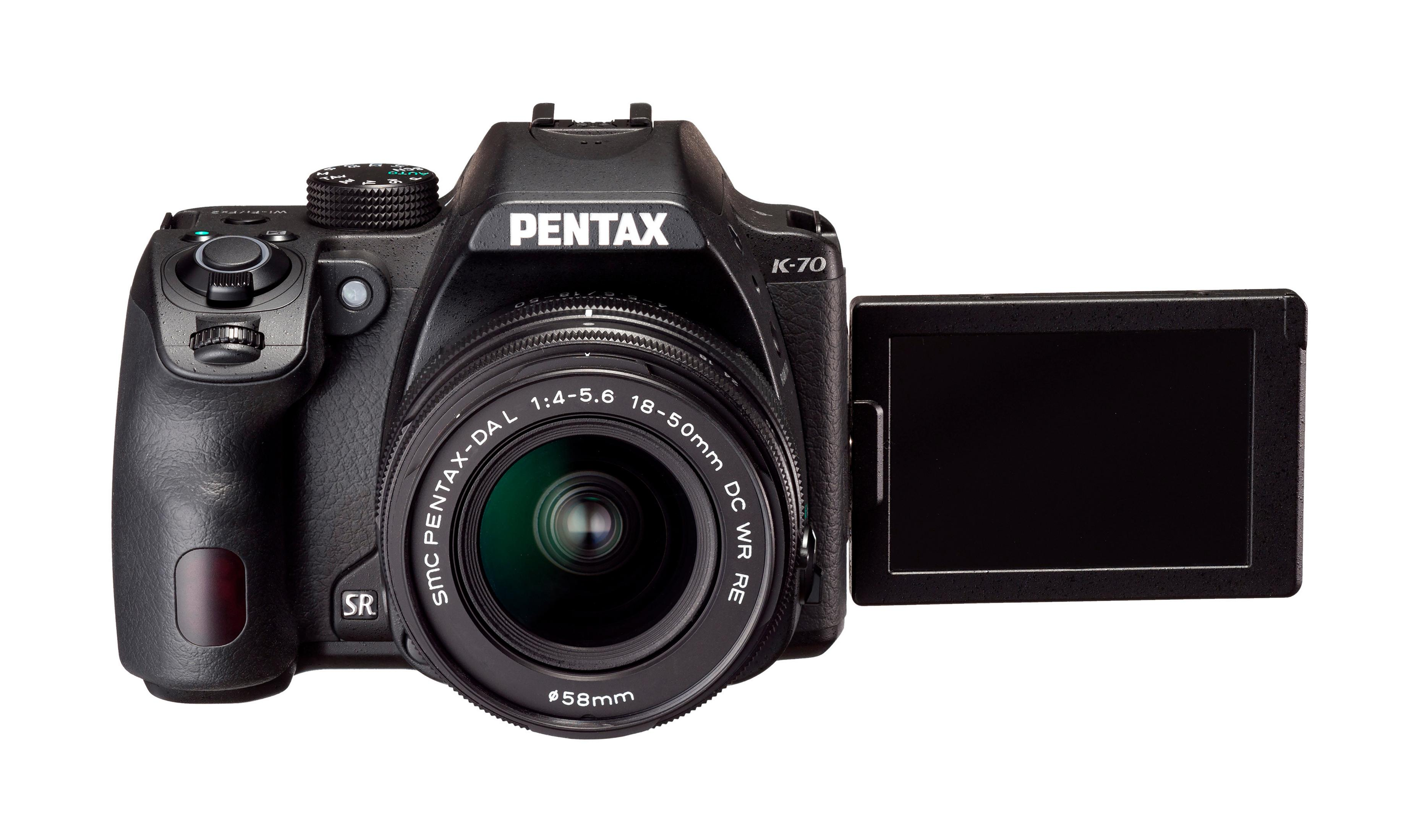 PENTAX K 70 BLACK + (WR), Megapixel, WLAN, KIT Spiegelreflexkamera, 24,24 Schwarz mm DAL18-50RE Objektiv 18-55 EU