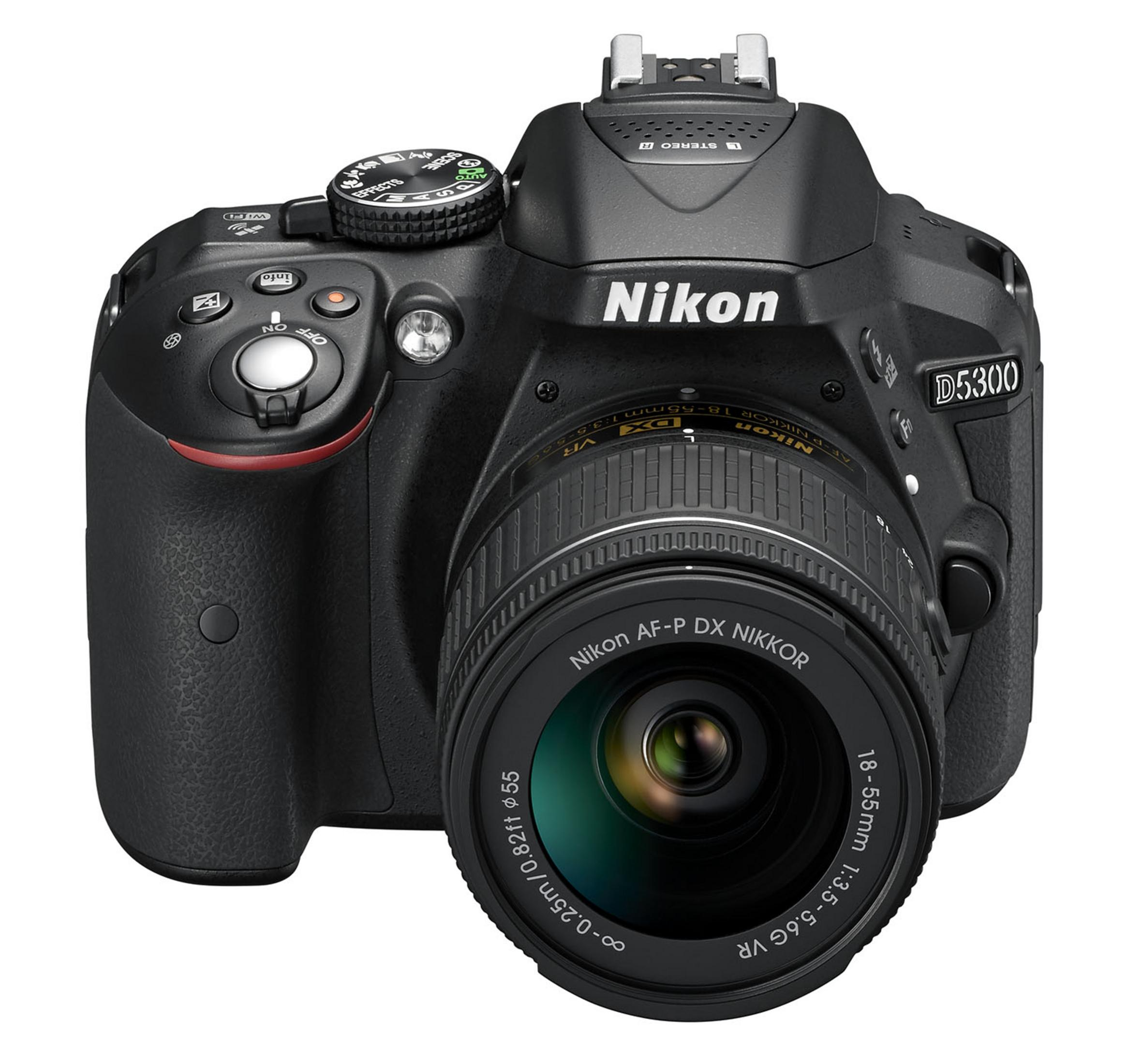 NIKON D 24,2 18-55 Megapixel, 5300+18-55 WLAN, mm Schwarz Spiegelreflexkamera, AF-P VR), Objektiv SCHW-VBA370K007 VR (AF-P