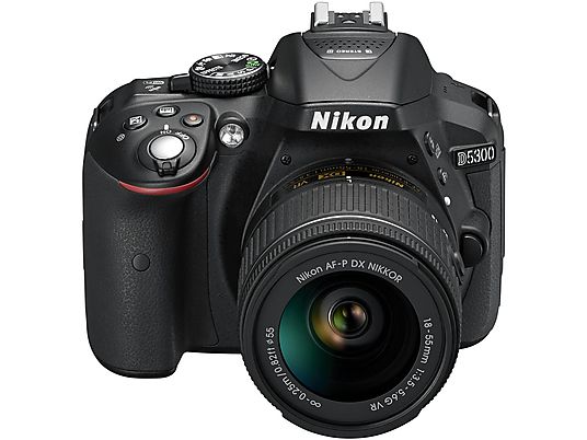 NIKON D 5300+18-55 AF-P VR SCHW-VBA370K007 Spiegelreflexkamera, 24,2 Megapixel, 18-55 mm Objektiv (AF-P, VR), WLAN, Schwarz