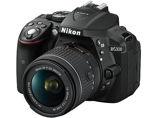 NIKON D 5300+18-55 AF-P VR SCHW-VBA370K007 Spiegelreflexkamera, 24,2 Megapixel, 18-55 mm Objektiv (AF-P, VR), WLAN, Schwarz