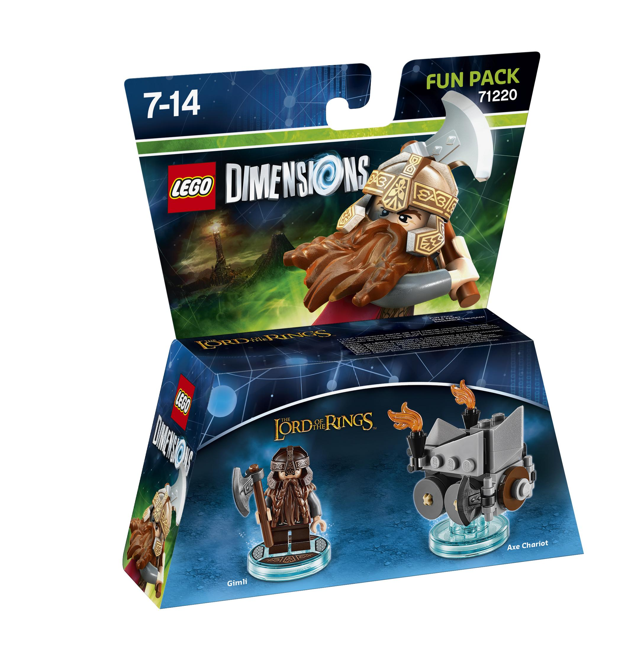 Lego Dimensions Fun Pack Box mit Lego Figuren.