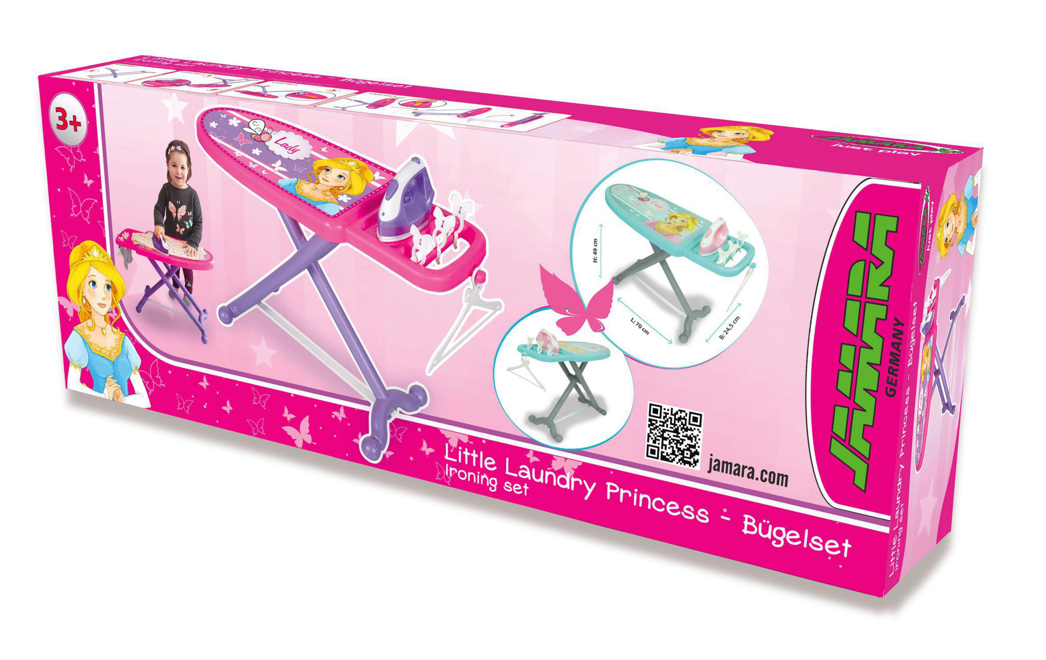 Karton mit Spielzeug-Bügelset, Prinzessinnen-Thema.