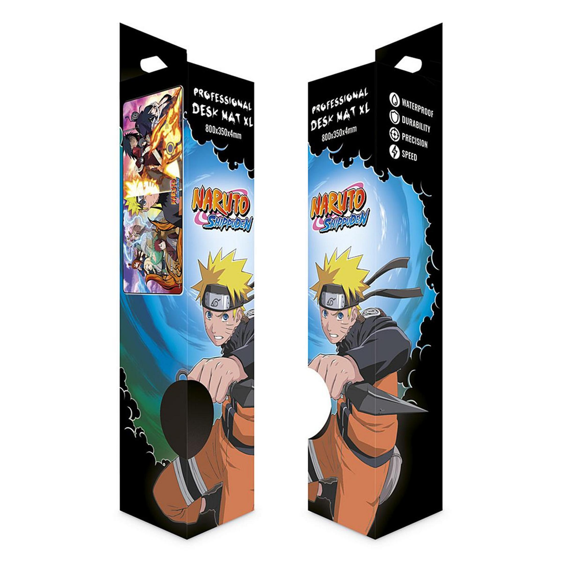 Zwei Schachteln Professional Desk Mat XL, Naruto Shippuden-Thema, mit Charakterillustrationen.