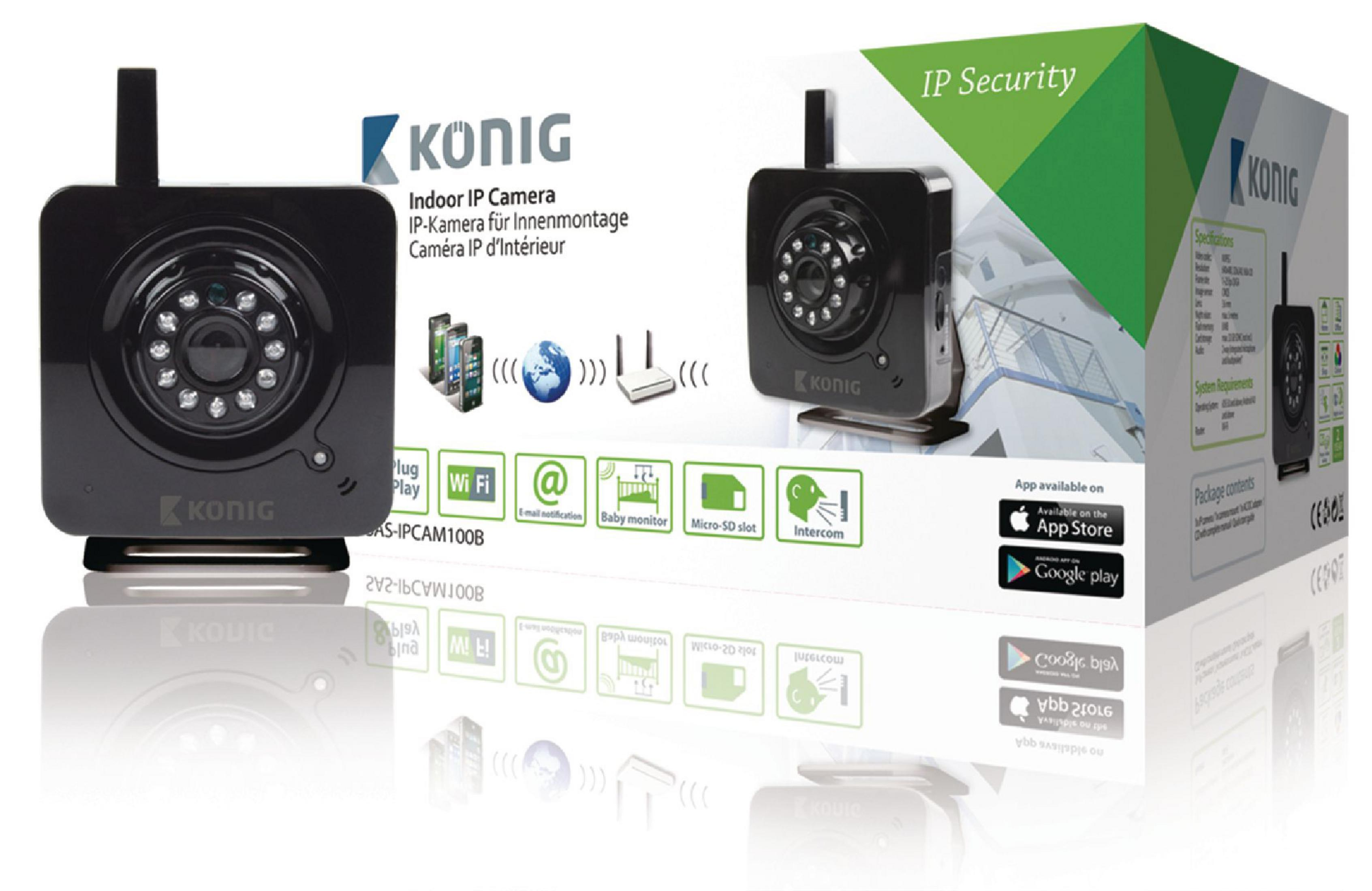 KONIG SAS-IPCAM100B IP-KAMERA F. INNENMONTAGE, SCHWARZ, Überwachungskamera