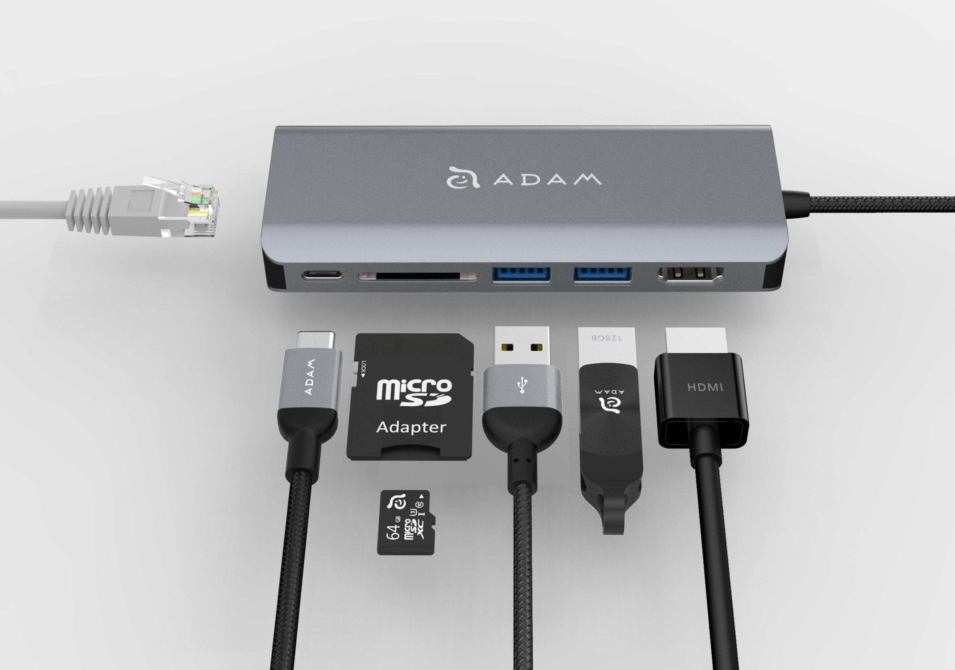USB-Hub, GREY ELEMENTS ADAM AEL1016GY A01–6 CASA Grau PORT