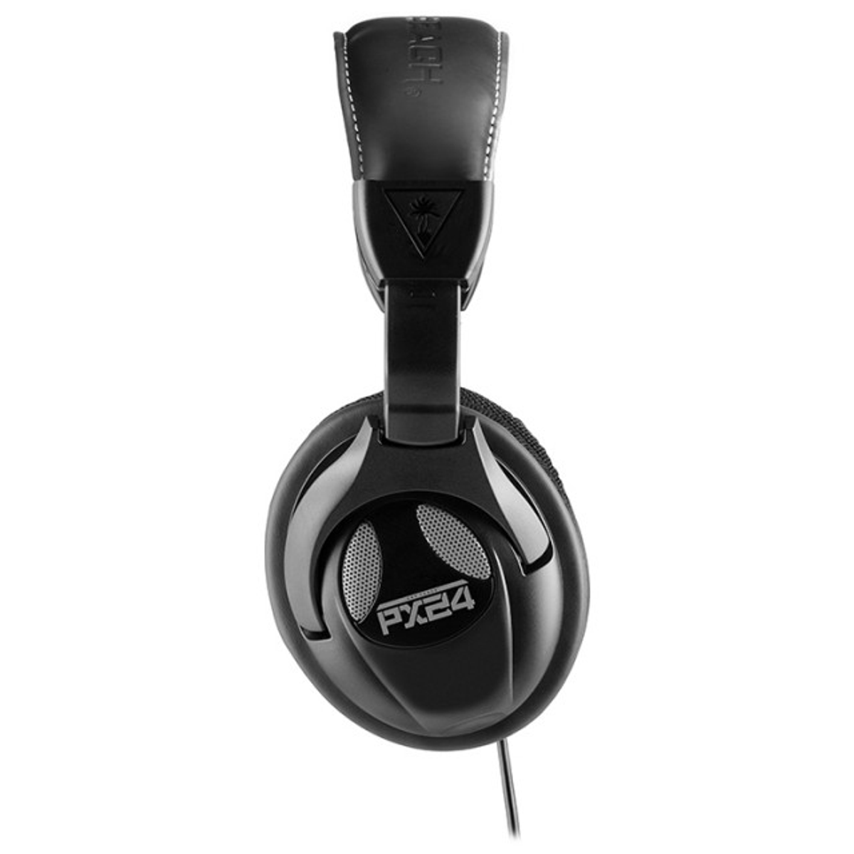 Cuffie over-ear nere con marchio 'FX24', fascia imbottita e cavo.