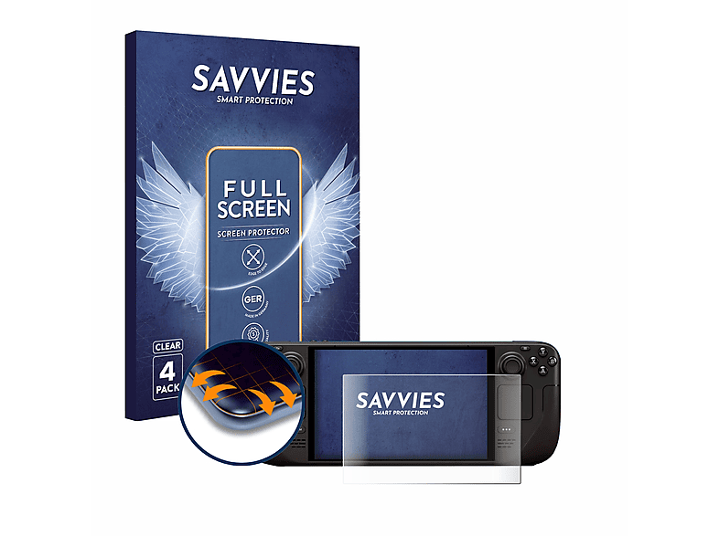 SAVVIES 4x Flex FullCover 3D Curved Schutzfolie(für Valve Steam Deck