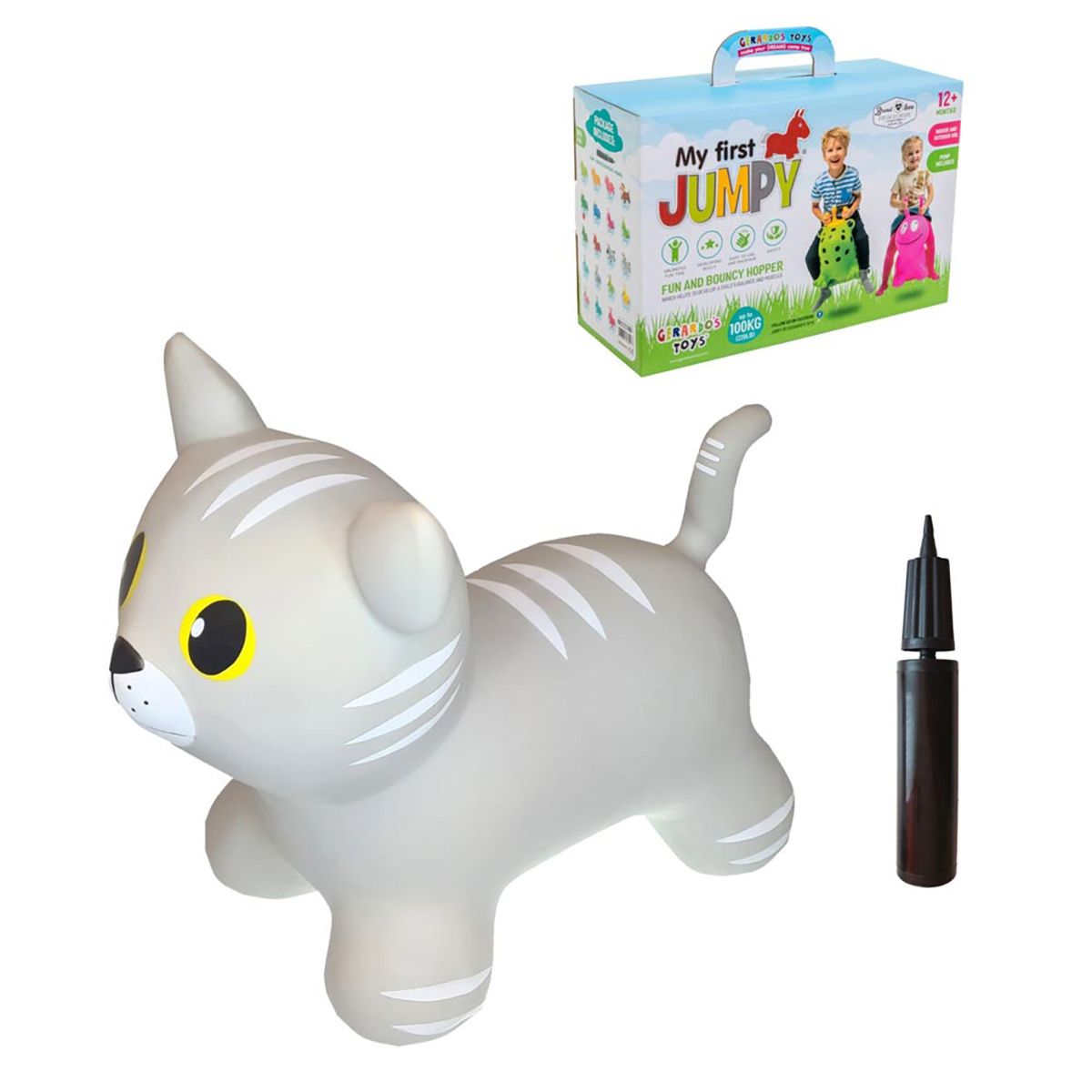 NOON Jumpy Hüpftier grau mehrfarbig Spielset Katze
