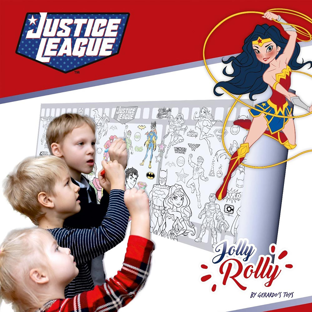NOON Ausmal Sticker auf Rolle cm mehrfarbig League Spielset DC´a Justice (30 m), x 4