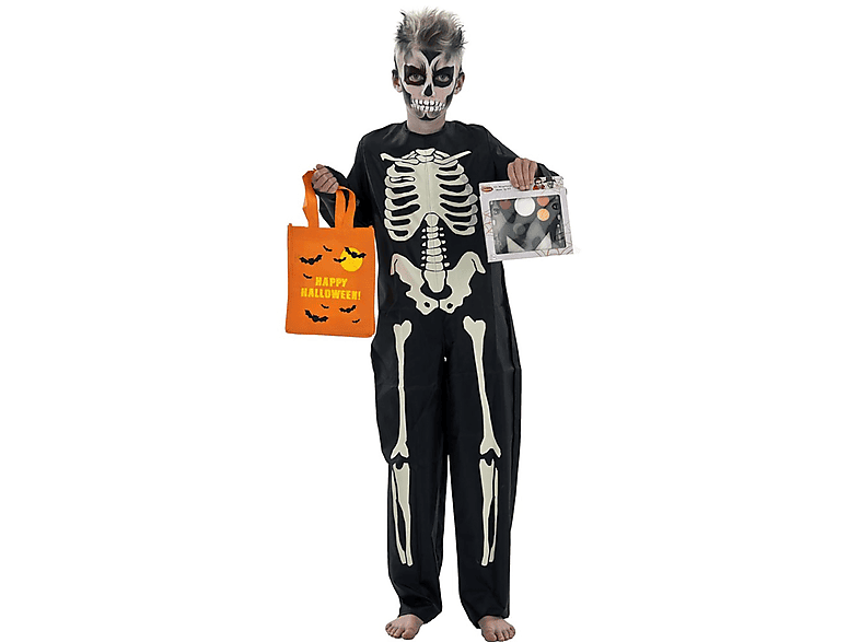 BOTI Kostüm Skelett (Größe 110, 4-5 Jahre) Spielset mehrfarbig