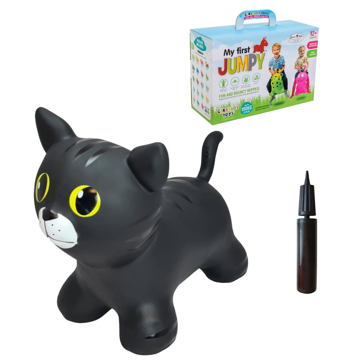 NOON Jumpy Hüpftier Katze, schwarz Spielset mehrfarbig