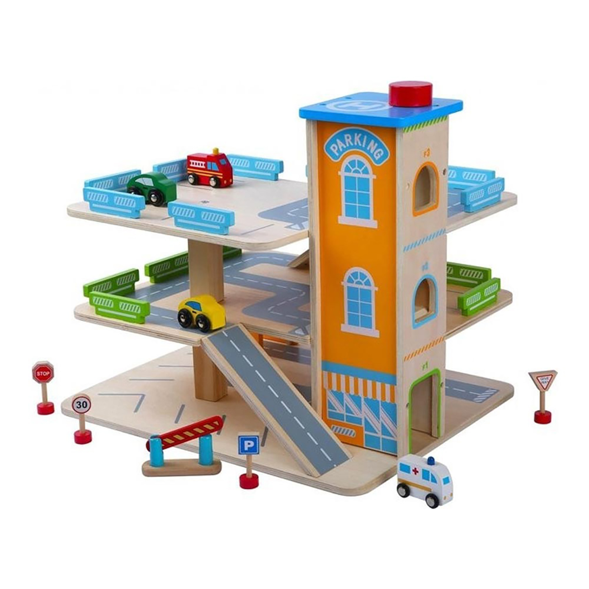 NOON Parkhaus, Holzspielzeug Spielset mehrfarbig