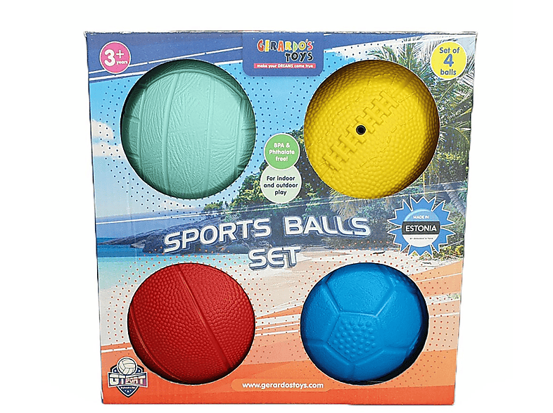 NOON Mini Bälle Bällen 4 mehrfarbig Spielset Set mit