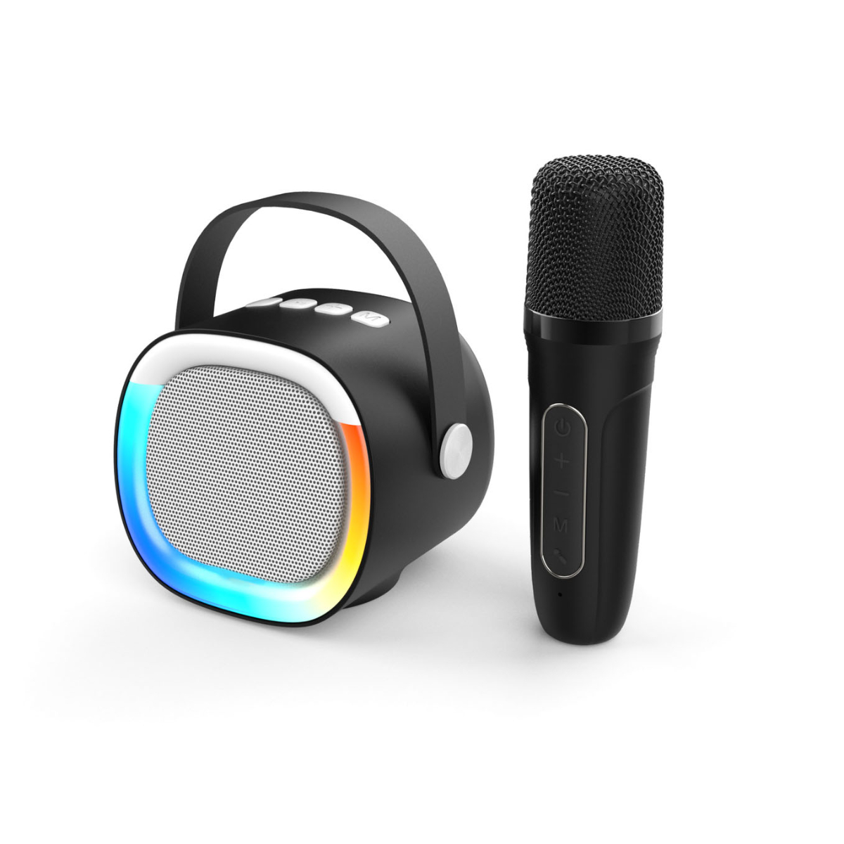 BYTELIKE Drahtloser LED-Bluetooth-Lautsprecher mit Mikrofon, Sprachansagen, Bluetooth-Lautsprecher, Blau Tragbar Anruffunktion
