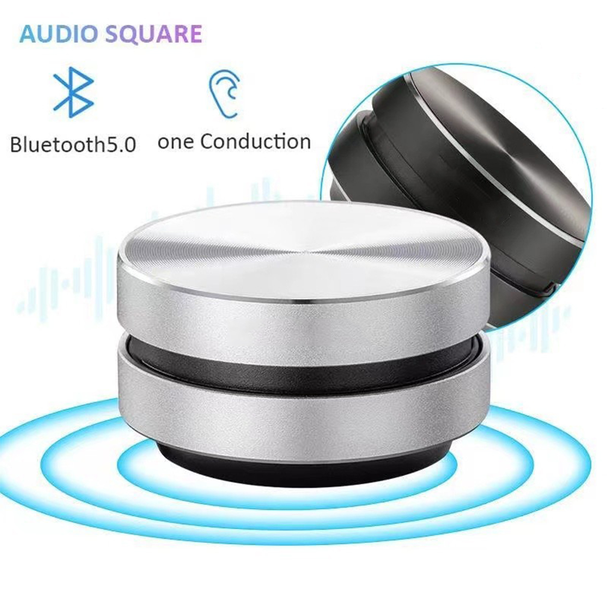 Mikrofon Lautsprecher, Drahtloser Silber Bluetooth omnidirektionalem mit 5.0-Knochenschall-Lautsprecher BRIGHTAKE