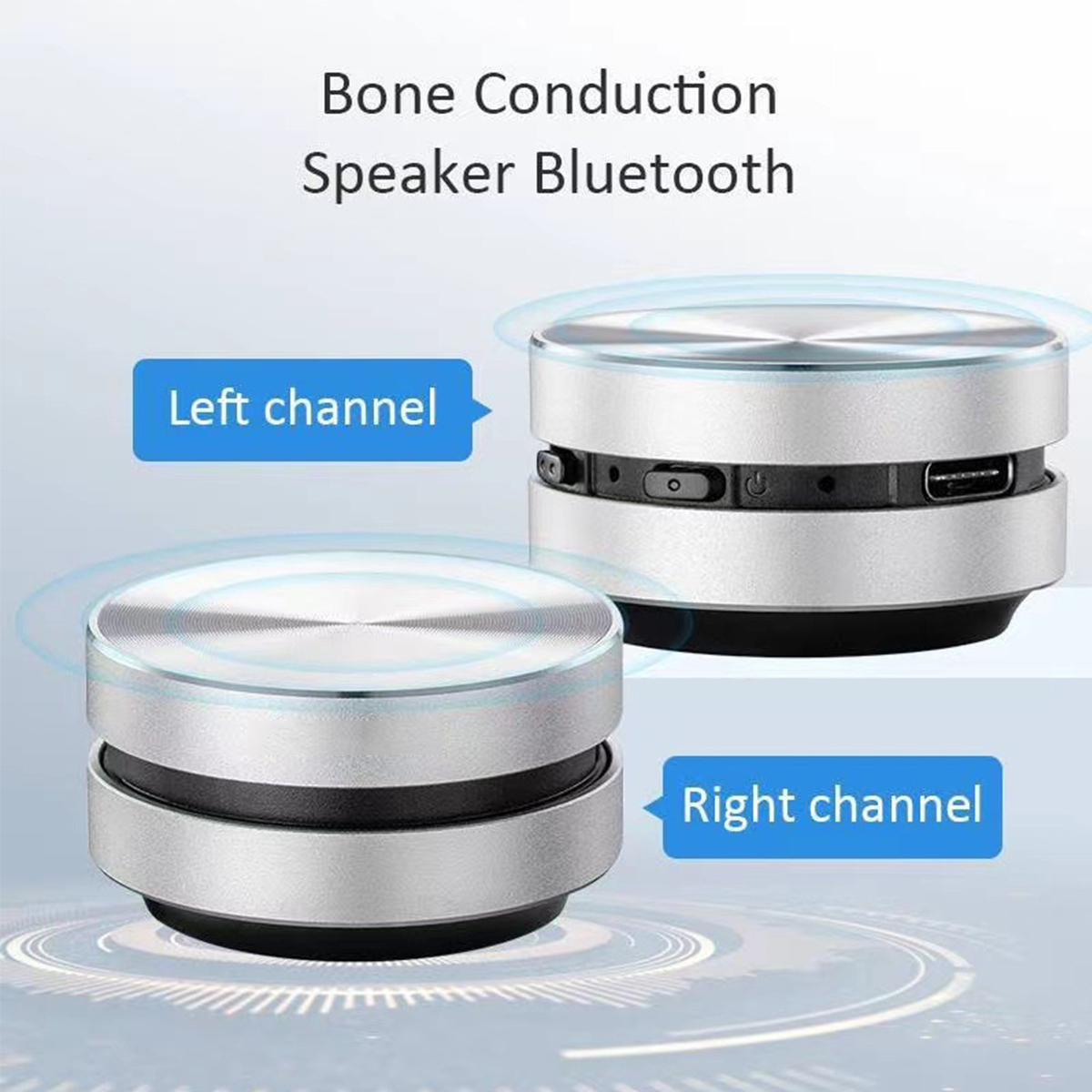 BRIGHTAKE Drahtloser Silber Mikrofon Bluetooth omnidirektionalem 5.0-Knochenschall-Lautsprecher mit Lautsprecher