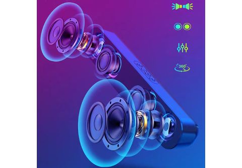 ENBAOXIN Langer Bluetooth-Lautsprecher - Subwoofer, 360° Raumklang, LED Coole  Lichter Bluetooth-Lautsprecher, Rot