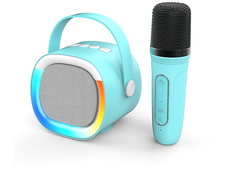 Tragbar Sprachansagen, mit Bluetooth-Lautsprecher, Anruffunktion, Blau BYTELIKE LED-Bluetooth-Lautsprecher Drahtloser Mikrofon,