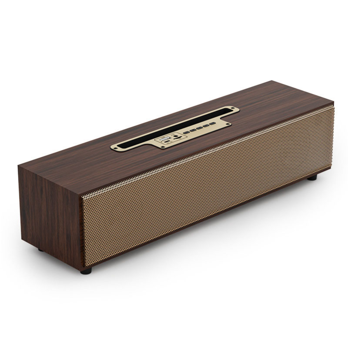 ENBAOXIN Langer kabelloser Bluetooth-Lautsprecher Vintage-Look Holz - Dual Subwoofer Bluetooth-Lautsprecher, im Bräunliches Speaker