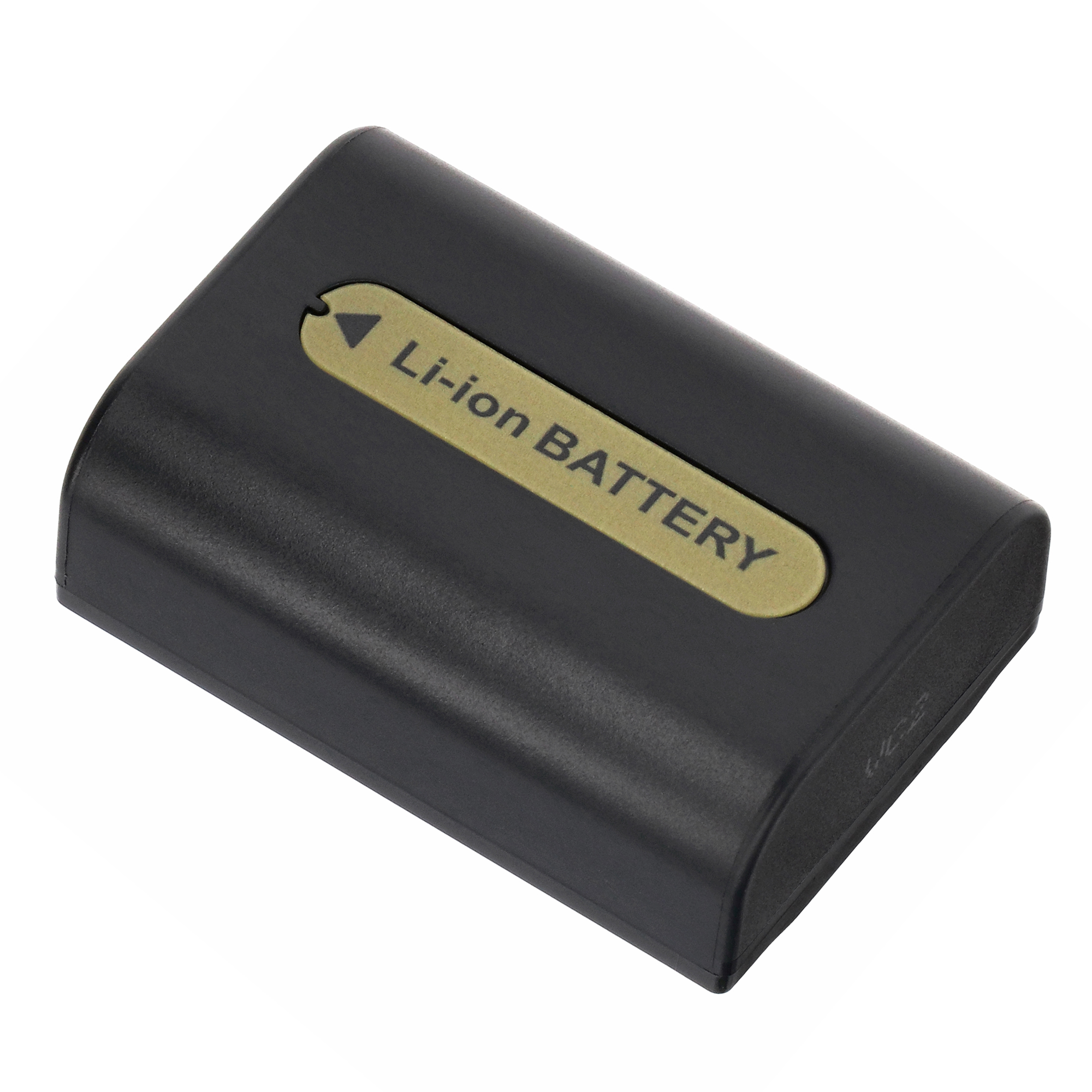 Schwarzer Li-Ionen-Akku mit goldenem Text.