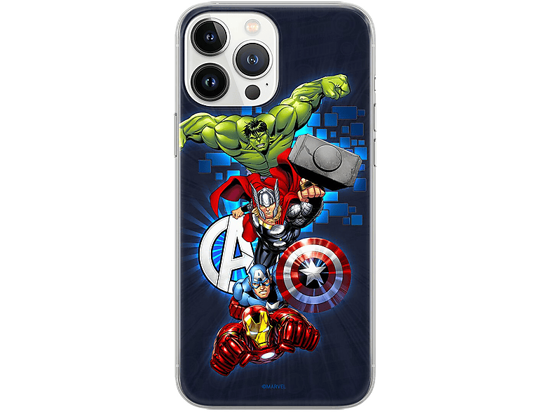 AVENGERS Marvel Avengers 001 Full Print, Backcover, Apple, iPhone 15, Marineblau