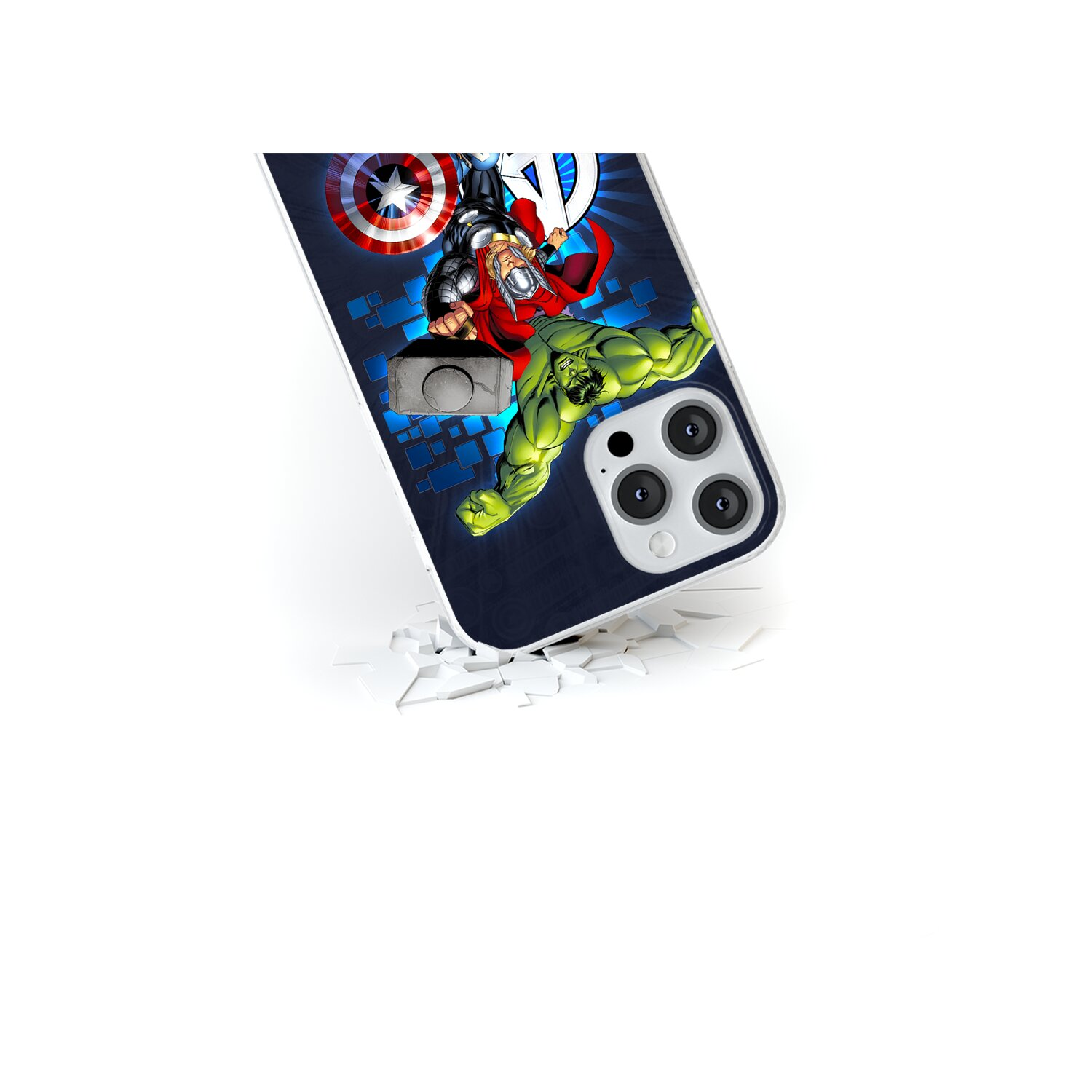 AVENGERS Marvel Full Backcover, 001 Print, Galaxy Samsung, S23 Plus, Avengers Marineblau