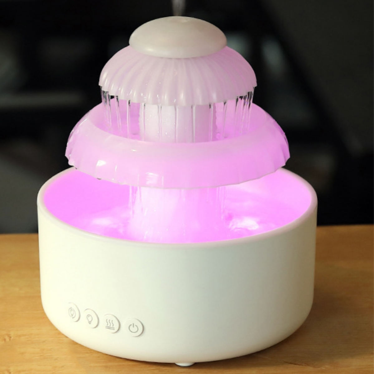 Luftbefeuchter m²) LED-Atmosphärenlicht Aromatherapie-Spray, Luftbefeuchter (Raumgröße: 30 Wassertropfen, USB, Buntes SYNTEK Weiß