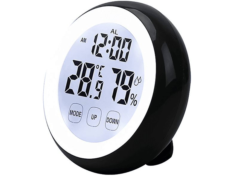 LACAMAX Thermo-Hygrometer Elektronischer Wecker - Runder Touchscreen mit Hintergrundbeleuchtung Digitales Thermo-Hygrometer | Thermometer & Hygrometer fürs Schlafzimmer