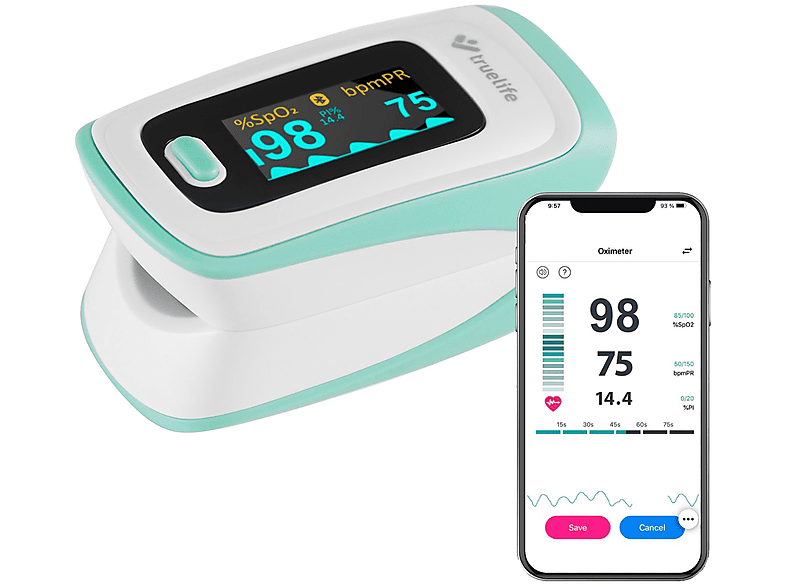 TRUELIFE Oximeter X5 BT Pulsoximeter mit Bluetooth Pulsoximeter SATURN
