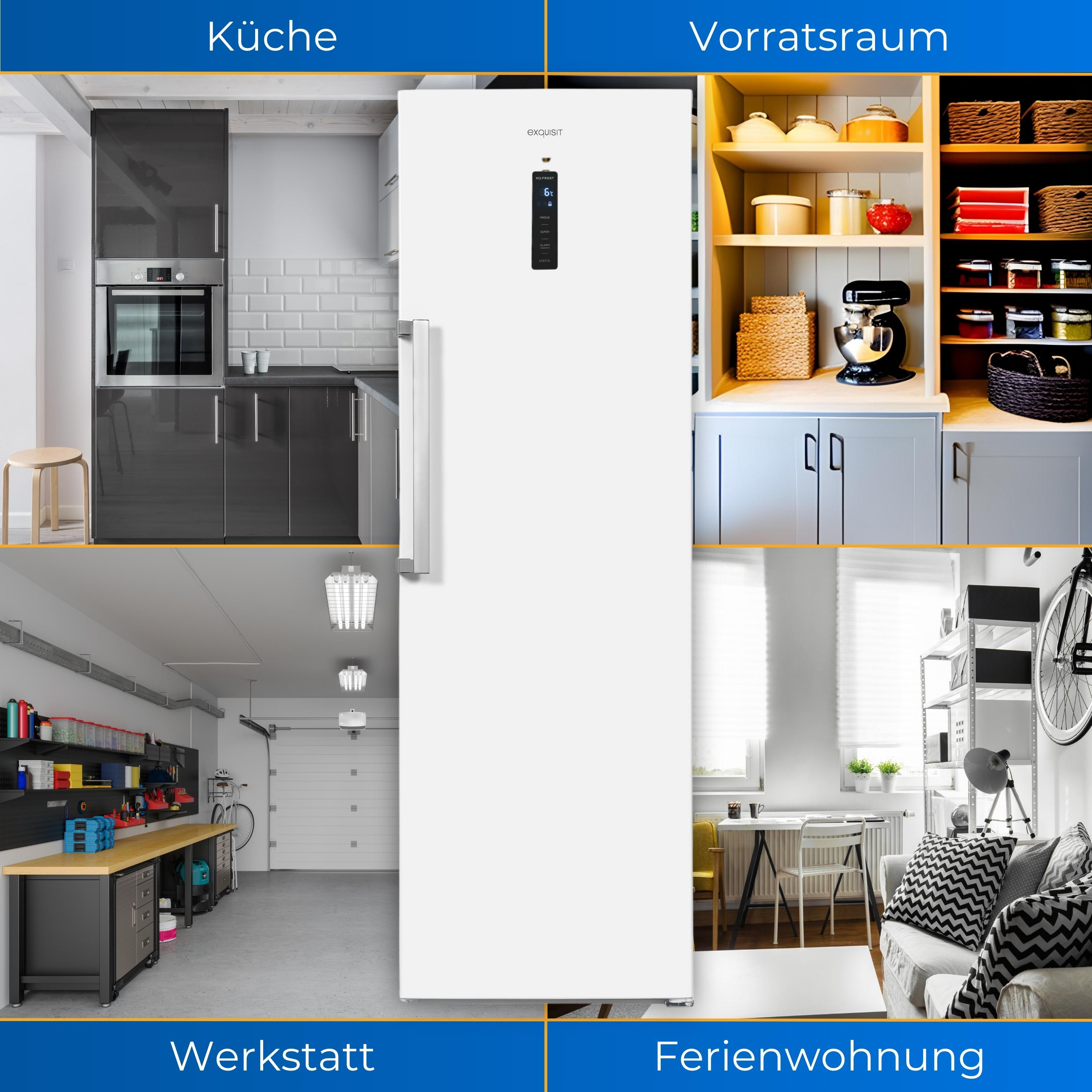 Weißer Kühlschrank in Küche, Vorratsraum, Werkstatt und Ferienwohnung.