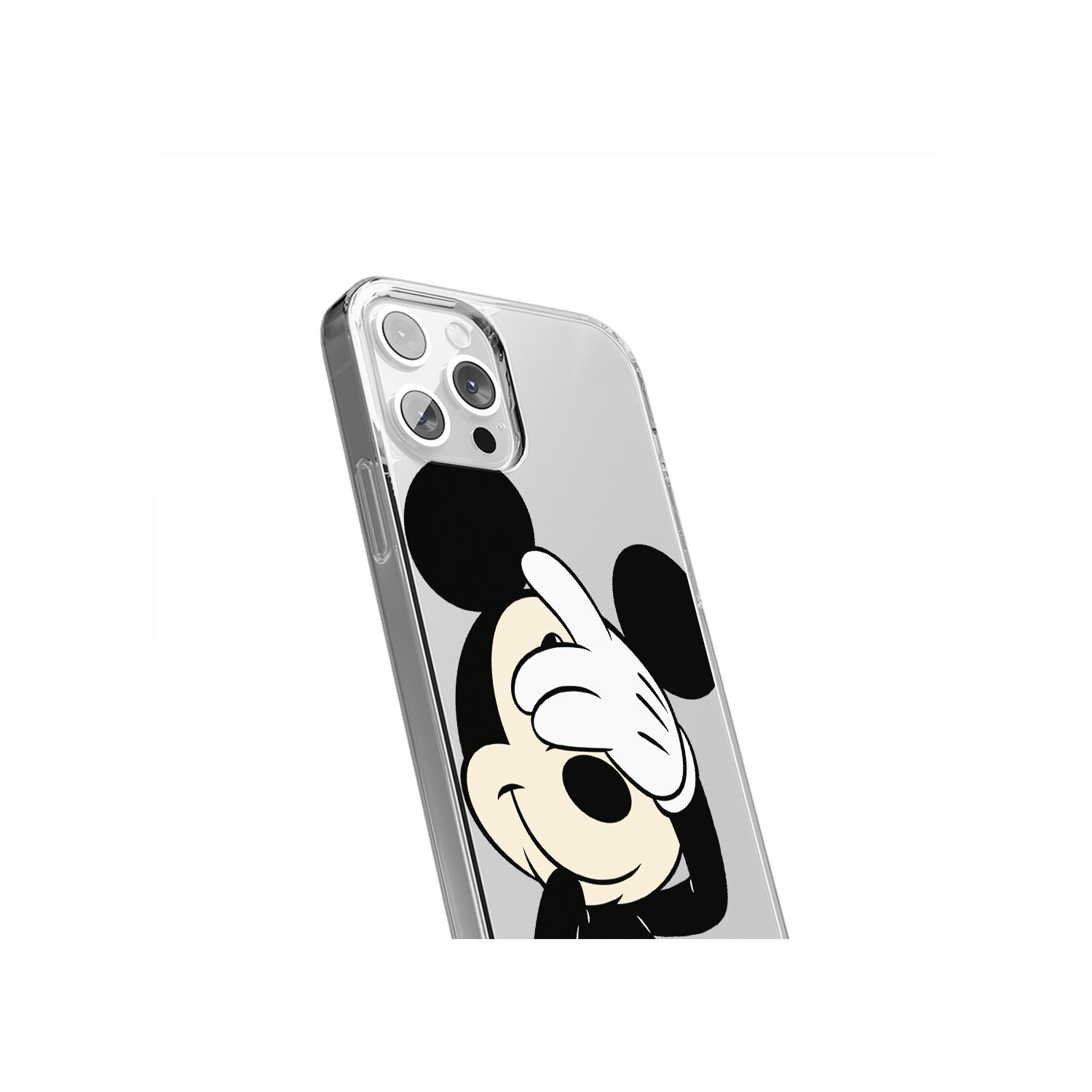Transparente Handyhülle mit Mickey Mouse.