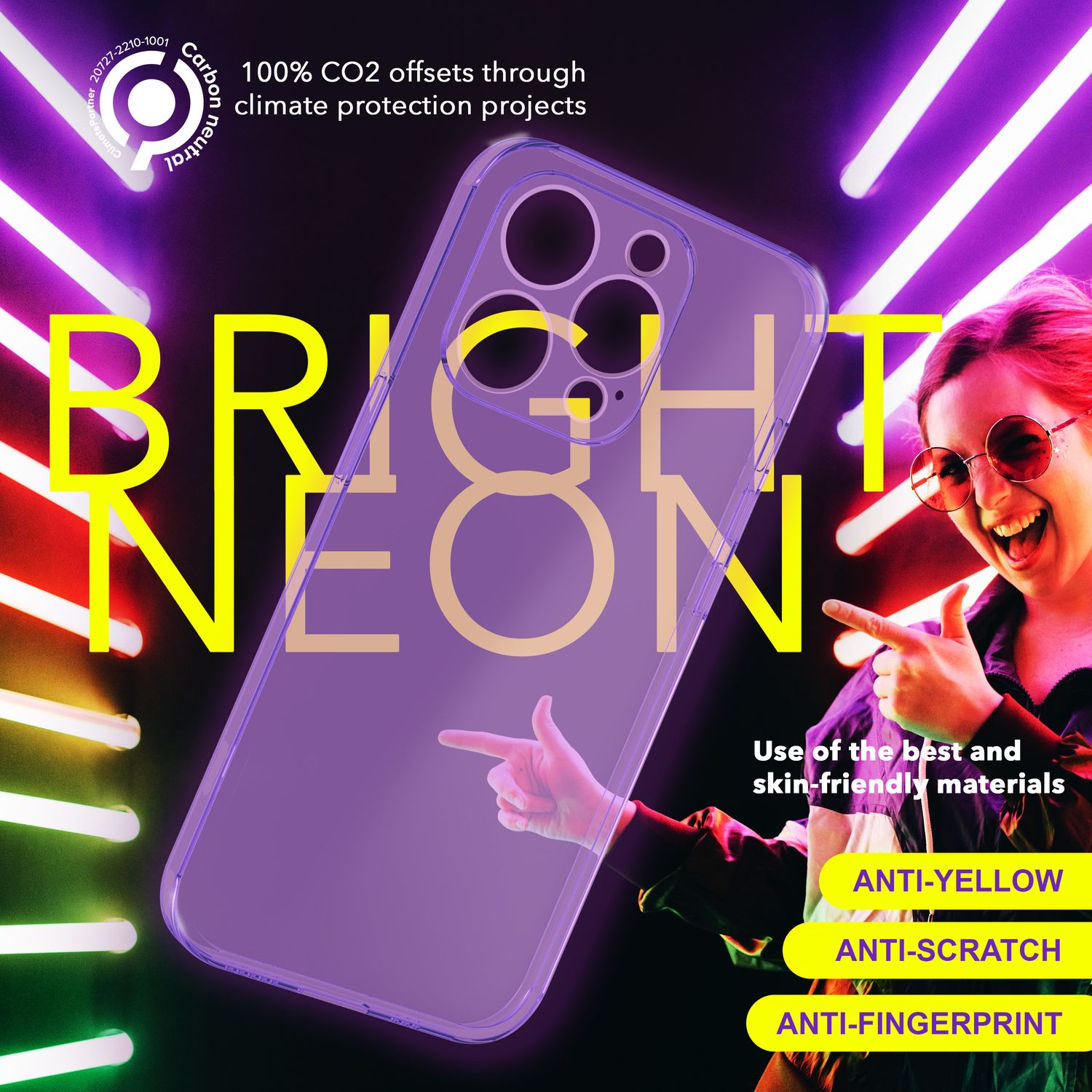 15 Neon Apple, Pro, Backcover, Lila Silikon iPhone NALIA Transparente Hülle, Klar