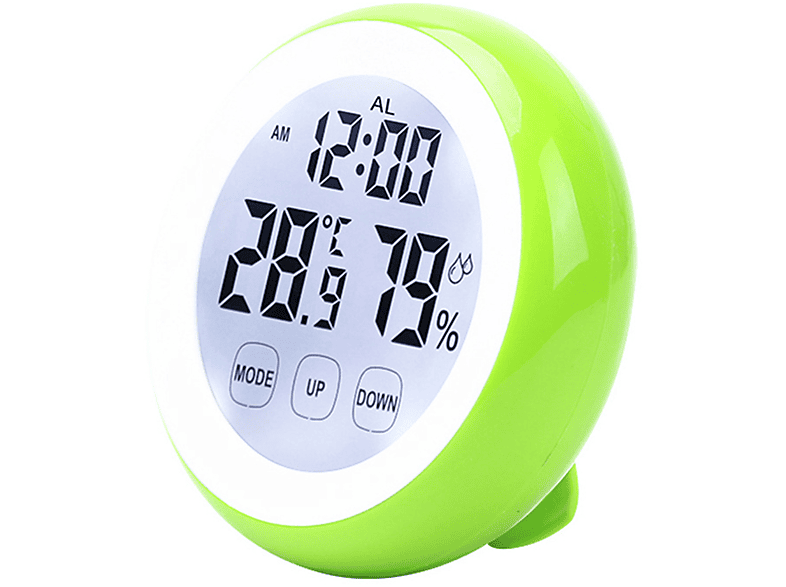 LACAMAX ThermoHygrometer Elektronischer Wecker Runder Touchscreen