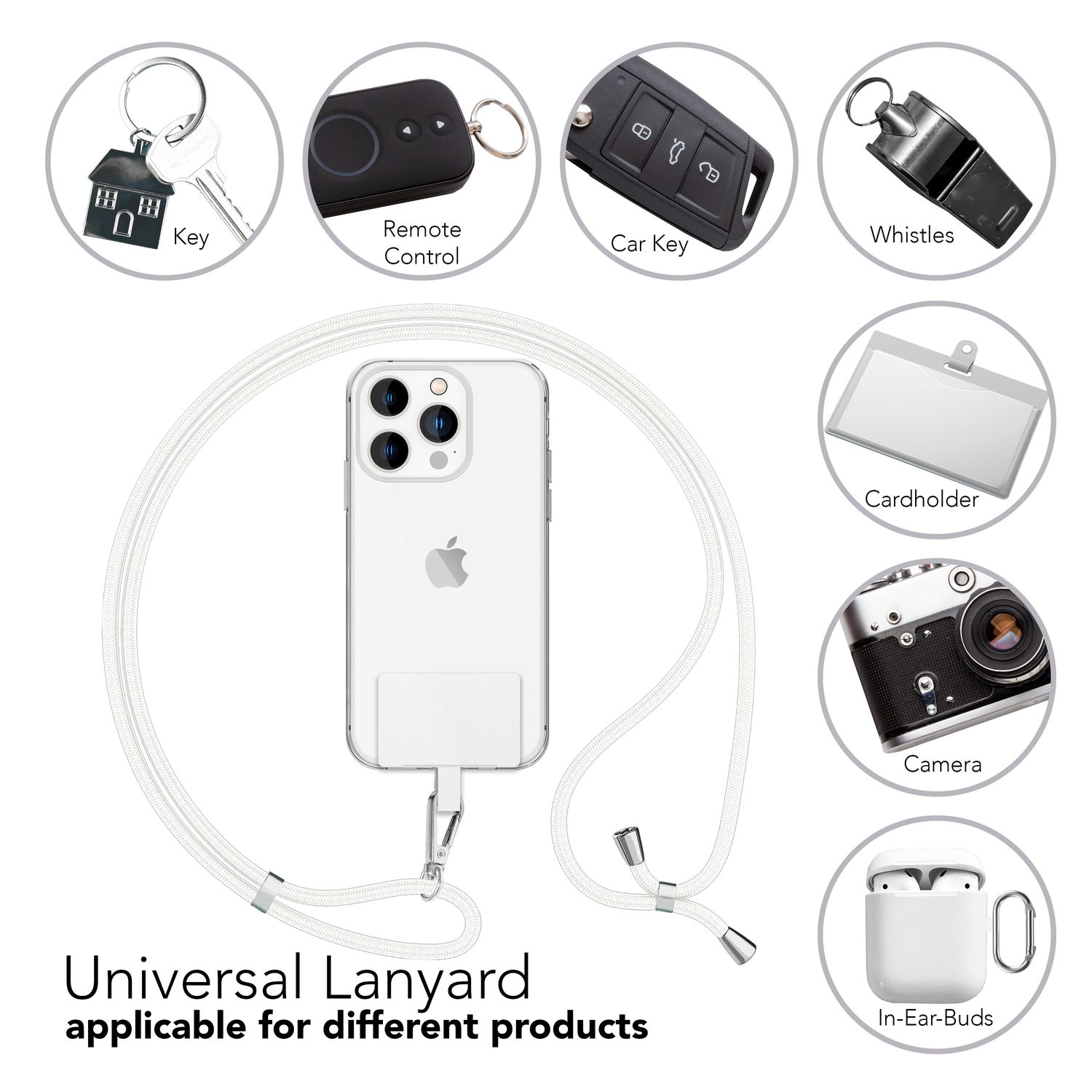 NALIA Handyband + Pad für Weiß zum Universal, Universal, Umhängetasche, Hülle Umhängen