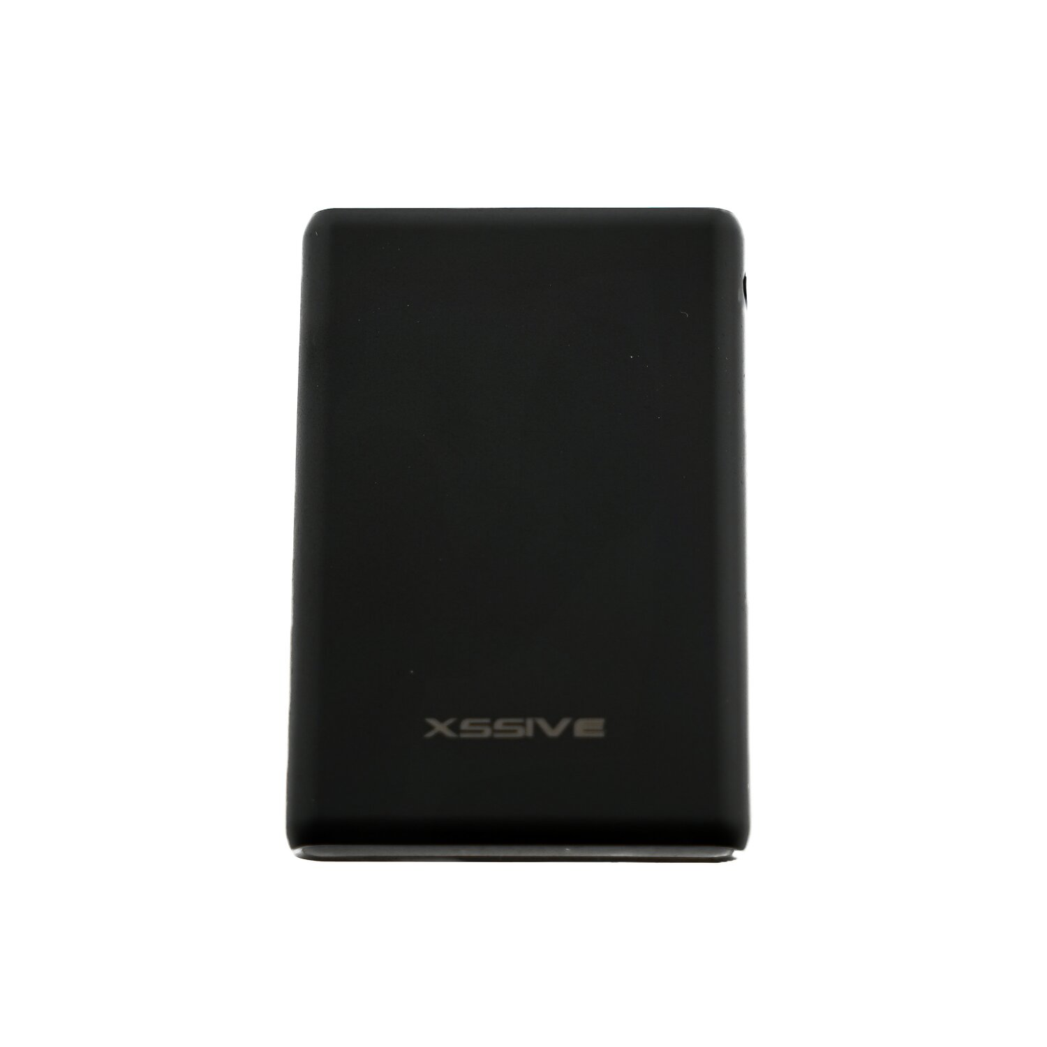 Schwarze Powerbank mit dem Wort 'XSSIVE'.