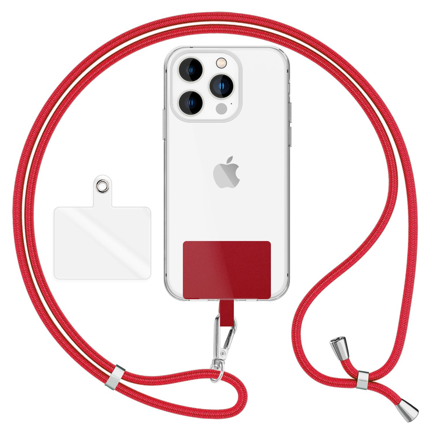 NALIA Handyband + Pad für Rot Universal, Umhängetasche, Hülle zum Umhängen, Universal