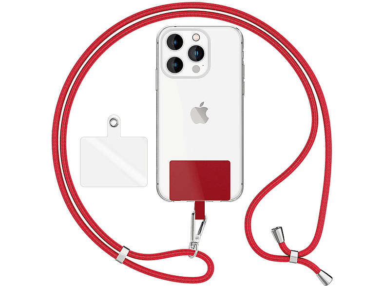 NALIA Handyband + Pad zum Universal, Hülle Rot Universal, für Umhängetasche, Umhängen