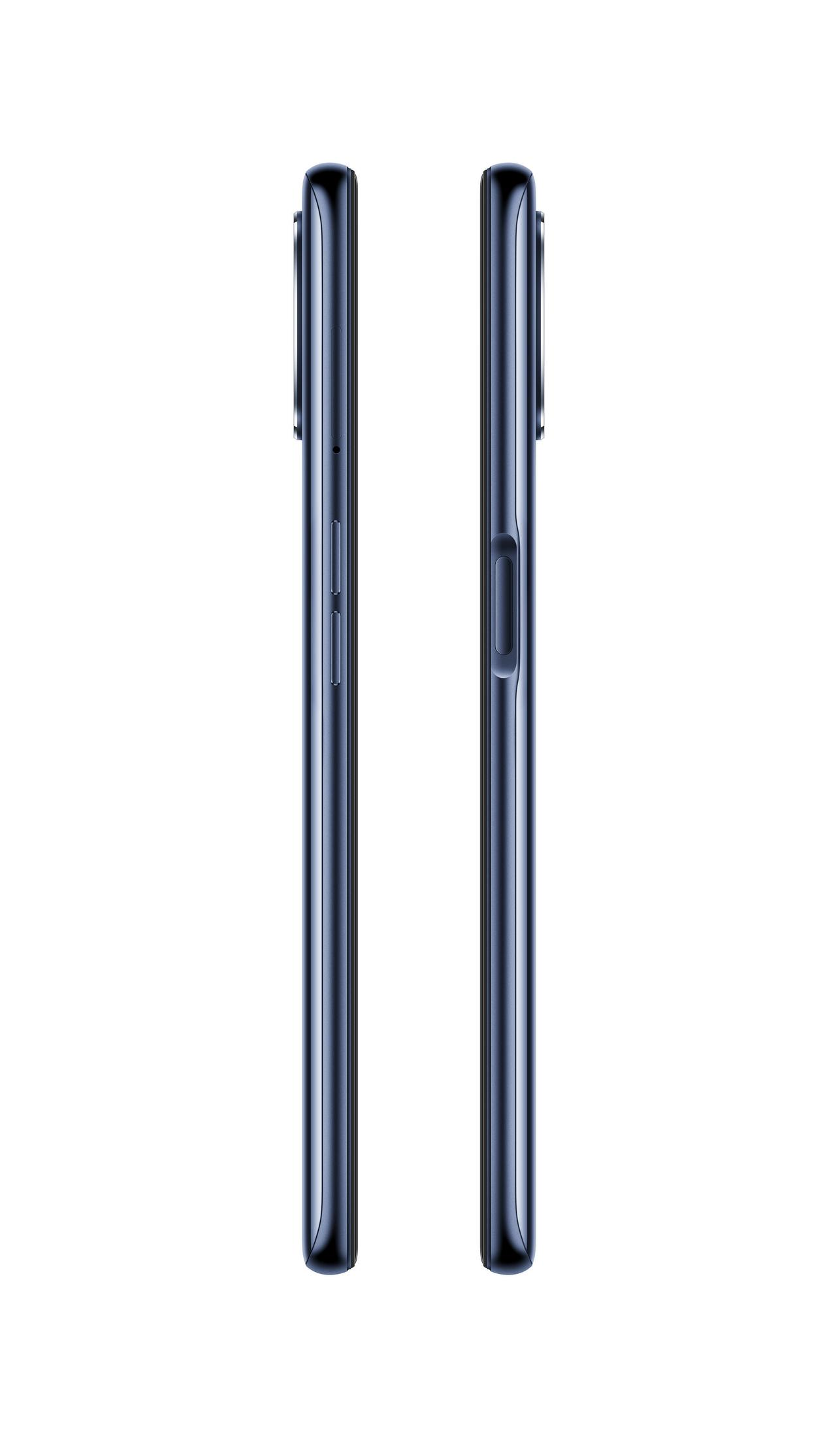 Zwei schwarze Telefone nebeneinander, die die Seitentasten zeigen.