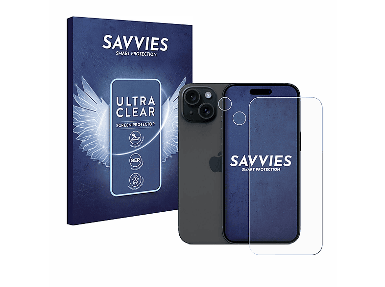 SAVVIES 18x Schutzfolie(für iPhone klare Apple 15)