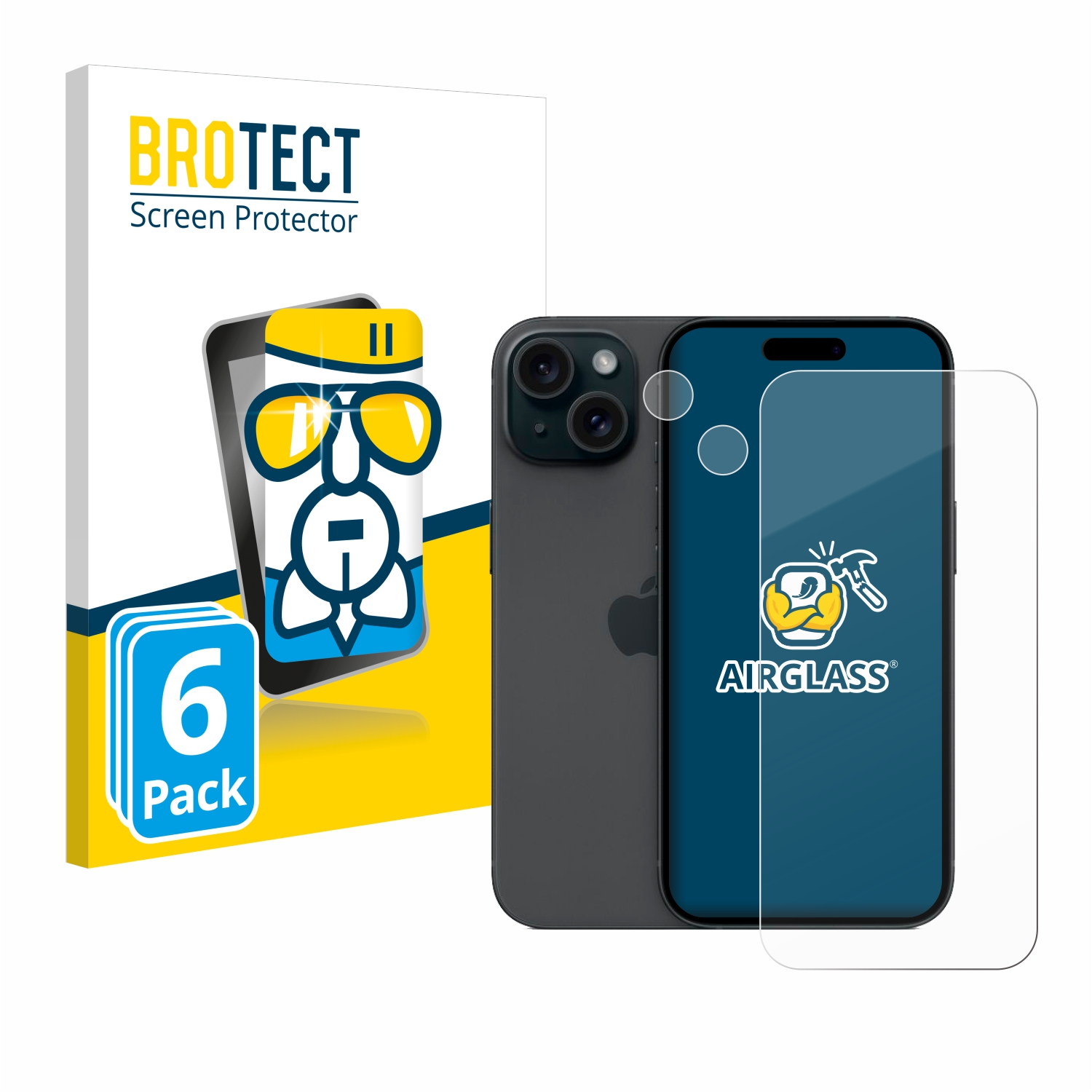 Airglass klare 15) Schutzfolie(für 6x Apple iPhone BROTECT