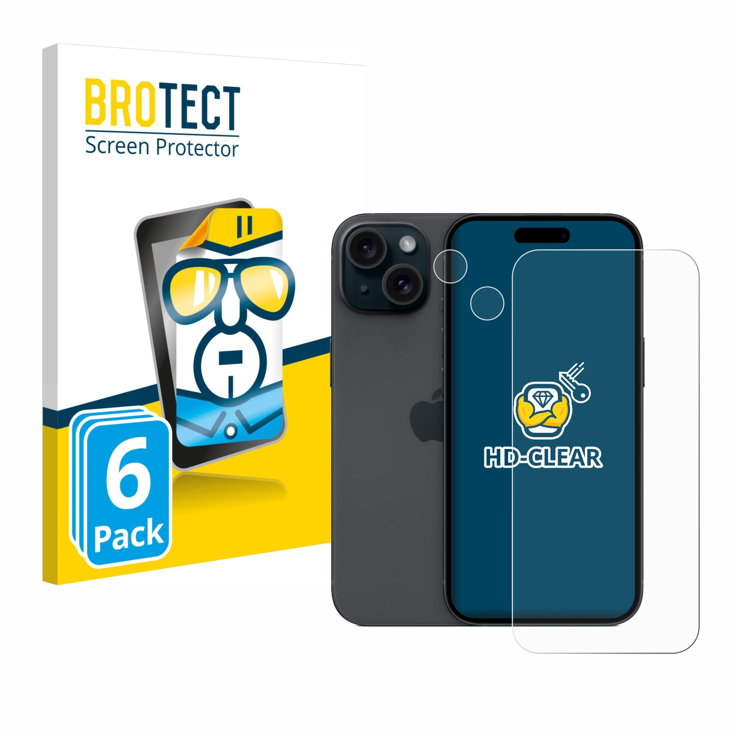 BROTECT 6x klare Schutzfolie(für Apple iPhone 15)