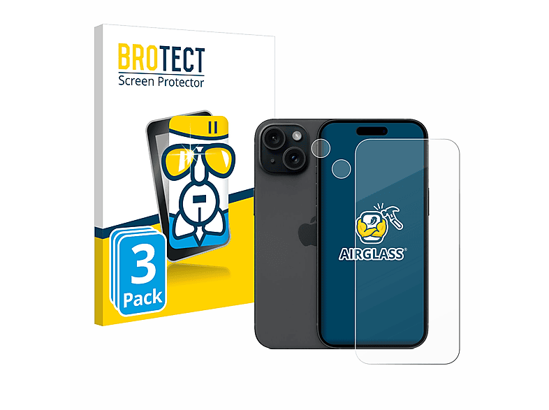 BROTECT 3x Airglass klare Schutzfolie(für Apple iPhone 15)