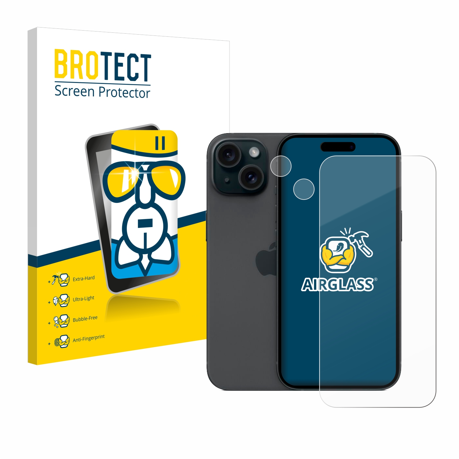 BROTECT Airglass Apple 15) iPhone Schutzfolie(für klare
