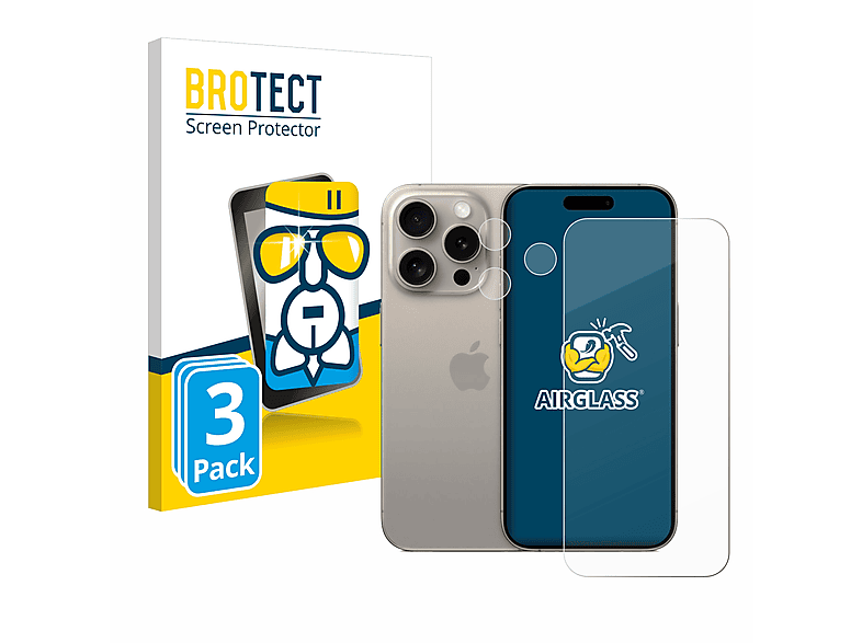 BROTECT 3x Schutzfolie(für klare Pro) Apple 15 Airglass iPhone