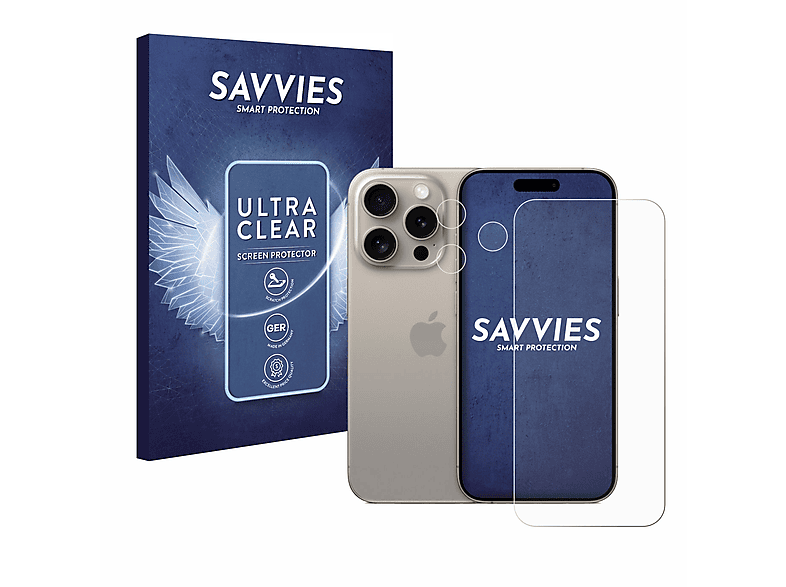 SAVVIES 18x Apple Pro) iPhone 15 Schutzfolie(für klare