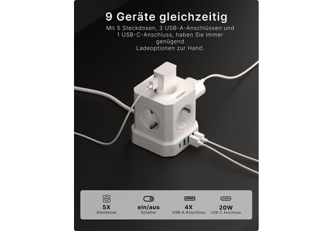 Kaufe EU-Verlängerung, Doppelsteckdosen-Adapter mit 2  USB-Steckdosenleisten, EU-Stecker-Adapter, Smart-Steckdose